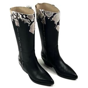 Marc Fisher LTD Hilaria Womens Western Knee High Black Leather Boot Size 7M $289